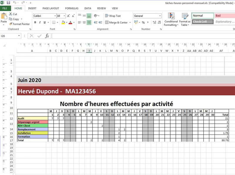 Etude de cas : Elaborer un planning avec Excel